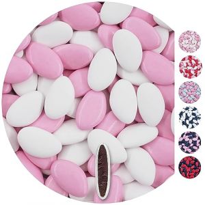 EinsSein 1kg Dragées chocolat mariage Mix blanc-rose clair dragees baptême fille garcon communion aux amandes feter et recevoir fêter de fete couleur pas cher aux bombe tag voir mes etui contenant (Shopingeneur, neuf)