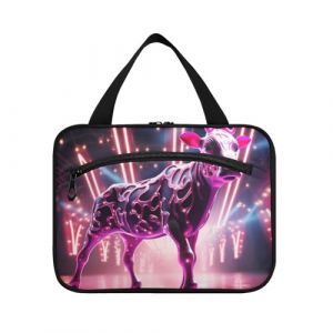 Linnyio Vache Rose De L'Espace Trousse de Toilette de Voyage Suspendue Maquillage,Grande Capacité Pliable Rangement Sacs de Lavage pour Femmes Filles (Linnyio, neuf)