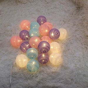 6cm Guirlande Lumineuse Boule Coton, DOTBUY Decoration Noël, LED Guirlande Lumineuse à Piles, Enfant, Festival, Chambre Mariage Décorations (Couleur claire élégante,3.3M/20LED) (DOTDOT SHOP, neuf)