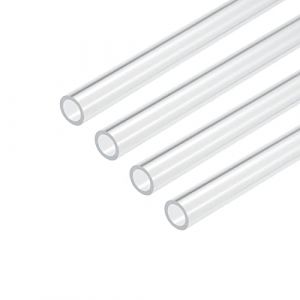 sourcing map Acrylique Tuyau Transparent Rigide Rond Tube 10mm ID 14mm OD 10" pour Lampes et Lanternes, Eau refroidisement Système 4pcs (Weisser Berg, neuf)