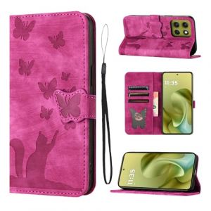 LSPCASA Coque pour Motorola Moto G86 5G 6,67 Pouces Housse &Eacute;tui PU Cuir de Portefeuille Protection avec Porte Carte et Fonction Support Flip Case pour Motorola Moto G86 Rose (SINGGEADA, neuf)