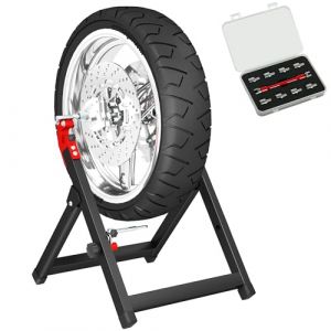 HOMCOM Équilibreuse Manuelle de Roues de Moto Aluminium et Acier, équilibrage des dommages de Roues Pliable, avec clé à Rayons, Compatible jusqu'à 21 Pouces, Noir (Aosom FR, neuf)