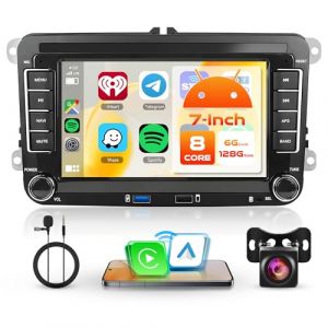 6G+128G 8 Cœurs 7'' Android Autoradio pour VW Golf 5 6 Polo Tiguan Passat Touran Caddy T5 Trasporter Skoda Seat avec Carplay Android Auto Mirror Link Bluetooth FM/RDS/EQ/DSP WiFi GPS SWC Caméra Recul (yubai001, neuf)