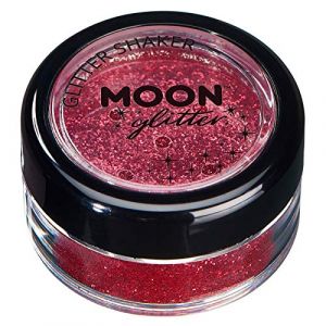 Secoueurs à paillettes fines par Moon Glitter (Paillette Lune) – 100% de paillettes cosmétique pour le visage, le corps, les ongles, les cheveux et les lèvres - 5g - Rouge (Ustass, neuf)