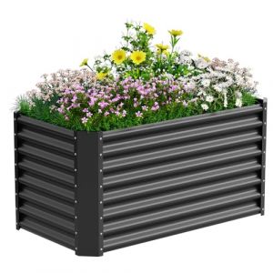 VELPAX Jardinière Surélevée en Métal, 122 x 61 x 61 cm, Résistant aux Intempéries Bac Potager Exterieur, Jardin Surélevé Rectangulaire en Acier Inoxydable pour Cultiver (CHASING SONG LIMITED-, neuf)