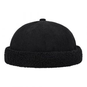 CLAPE Casquette Docker Homme Casquette sans Visière d'hiver Bonnet Docker Chaude Winter Chapeau Marin pour Le Froid Noir Black FM25W09 (CLape, neuf)