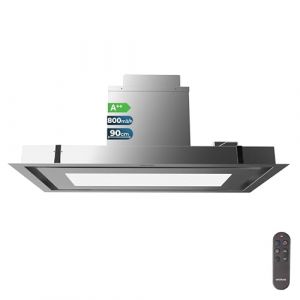 Cecotec Hotte Aspirante 90cm Plafond Int&eacute;grable Bolero Flux Tir 908000 Inox A++. Finition Inox, Aspiration 800M3/H, T&eacute;l&eacute;commande, Filtre Charbon, Booster (PRECIOMANIA, neuf)