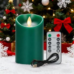 Koelaa Bougie LED, Bougies LED Rechargeables, Vert Bougies &agrave; USB, Bougie sans Flamme Vacillante, Bougies LED en Cire V&eacute;ritable avec Minuteur, pour No&euml;l, Mariage, Maison, F&ecirc;te D&eacute;corations-7.5 * 15cm (SiLaiSheng, neuf)