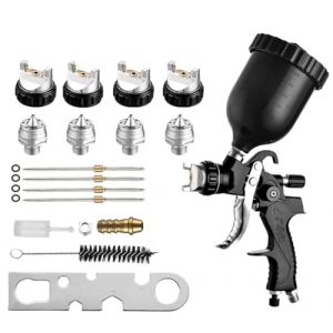 Hanured® Pistolet a Peinture HVLP avec buse de 1,3mm & 1,5mm & 1,8mm & 2,5mm, Pistolet Peinture air comprimé pour carrosserie, Meubles, Clôtures, Murs, etc. (Fei Ling, neuf)