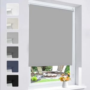 Grandekor Store Enrouleur Occultant sans Perçage Installation Facile 100% Opaque Protection Thermique Solaire pour Fenêtre Porte, 120l x 170L cm, Gris Clair (DecoWarm, neuf)