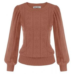 Pull Femme Hiver Chandail Top Col Rond pour Femme Sweatshirt Tricot C&ocirc;tel&eacute; Vintage Veste Tricot Ann&eacute;es 50 60 Rouge Rouille -14 XL (Grace Karin Fashion, neuf)