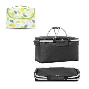 HUANR Pliable Sac Isotherme Courses, Isolation en Tissu Oxford 18L Sac Lunch Isotherme, avec Poignée pour Plus de Stabilité Panier Picnic, pour Shopping, Pique-Niques (HUANGR, neuf)