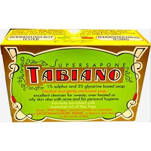 Savon au Soufre et Glycérine - Supersapone Tabiano Traitement Anti-Acné, Psoriasis & Eczéma, 125g (Razor Blades Club, neuf)