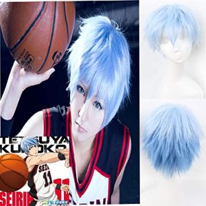 Perruque Kuroko Tetsuya Cos pour Halloween, Noël, fête, déguisement, basket-ball, Kuroko Tetsuya Cos, bleu glacier mixte rebelle adolescent anime perruque (long zhu tang, neuf)