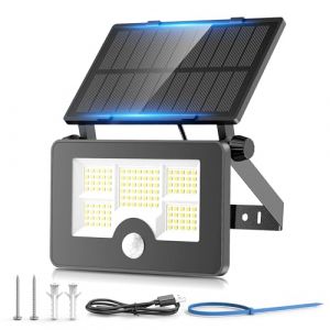OHAYORI Lampe Solaire Ext&eacute;rieur Rechargeable avec D&eacute;tecteur de Mouvement, 122LED Lumi&egrave;re Solaire 4 Modes &Eacute;clairage Solaire, 2200mAh Spot Exterieur Solaire IP65 &Eacute;tanche et Sans Fil pour Jardin, Garage (OHAYORI, neuf)