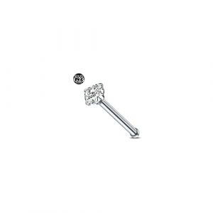 AceFun 20G piercing nez titane 1 forme droite G23 acier 2.5mm cubique zirconium diamant argent piercing nez en titane bijoux Stud pour femmes hommes (Piercing Jewelry, neuf)