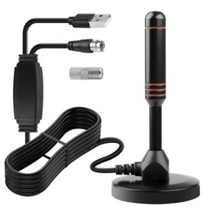 Antenne TV Int&eacute;rieure Puissante TNT HD, Antenne TV Int&eacute;rieur avec Amplificateur de Signal &agrave; Gain &Eacute;lev&eacute; Base Magn&eacute;tique Puissante R&eacute;ception Longue Port&eacute;e &agrave; 360&deg; pour Signal Cha&icirc;nes Locales (LiuLanFen, neuf)