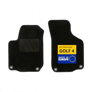 DBS - Tapis de Voiture sur Mesure - Adapt&eacute; &agrave; Votre Volkswagen Golf 4 (01/1998-10/2003) - Antid&eacute;rapant : Clips de Fixations et Scratch - Tapis de Sol Avant 2 pi&egrave;ces - Moquette - Noir (Housses Auto DBS, neuf)