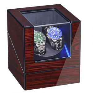 ANWBROAD Remontoir à Montre Ecrins pour Montres Automatiques pour 2 Montres, Watch Winder Super Silencieux, LED Légère & 4 modes & Moteur Mabuchi, Boîte à Bijoux de Rangement pour montres Mécaniques (ANWBROAD, neuf)