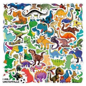 110 Pcs Dinosaure Autocollants, Autocollants en Vinyle Waterproof, Stickers Dinosaure, pour Enfants 2 Ans 3 Ans, pour Scrapbooking, Ordinateur Portable, Bouteille d'eau, Valise, Guitare (DINODANUBE TRADING, neuf)