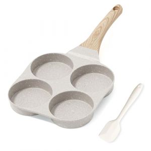 RIOVARM Antiadhésif Poêle à omelette Induction Poêle à oeufs Granit Petite poêle à frire sans PFOA Ronde 4 trous Poêle à œufs pour le petit déjeuner Poêle à crêpes Poêle de camping (TAIMEI20, neuf)