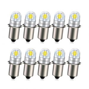 Ruiandsion P13.5S Ampoule LED 6V Non Polaire Blanche 3030 2SMD Chips LED pour Lampe Torche Lanterne Lumière de Travail Paquet de 10 (Ruiandsion, neuf)