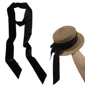 UEIOAVL Ceintures femme, Ceinture en ruban de satin pour femme foulard étroit en soie long foulard de 2 mètres bandeau pour cheveux ceinture étroite pour robe accessoires pour chapeau (noir) (KONGLINpengde, neuf)