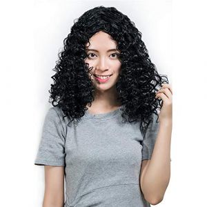HOOLAZA Perruque africaine longue bouclée noire pour femme - Pour Halloween, Noël, fête, cosplay (good stuff A, neuf)