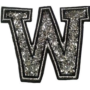 Écusson Patch Badge strass Brodé ecusson lettre alphabet thermocollant " W 8-10 cm " (B2SEE LTD avec TVA francaise et livraison LaPoste, neuf)