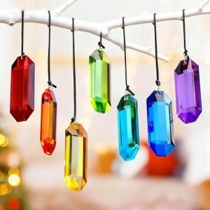 HDCRYSTALGIFTS Lot de 7 prismes attrape-soleil en cristal de 7,6 cm pour fen&ecirc;tre d'int&eacute;rieur - Prisme arc-en-ciel &agrave; suspendre pour d&eacute;coration de maison et de jardin - Ornements en verre pour sapin de (HDCRYSTALGIFTS, neuf)