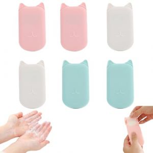 Lot de 120 feuilles de savon pour les d&eacute;placements, 6 bo&icirc;tes de savon de voyage, savon portable en papier avec bo&icirc;te en plastique, savon en papier, mini feuilles de savon, pour le camping, le lavage (ZZCLHLC-EU, neuf)