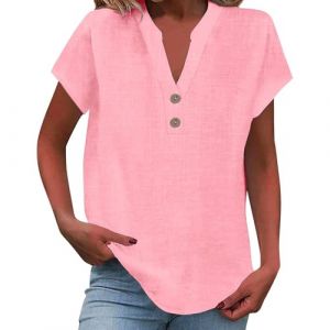 Promo du Jour Tee Shirt Femme Sport Violet Chemisier Jaune Clair Blouse Toilettage Canin Tunique Boheme Legere T Octobre Rose Col V Body Blanc en Coton Vetement De Sexy Chemise Ete Manche Courte (Uwdiohq, neuf)