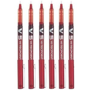 Pilot BX-V5 Hi-Tecpoint Lot de 6 stylos à bille Pointe extra fine 0,5 mm Trait 0,3 mm Rouge (PAPETERIE DU COLLEGE, neuf)