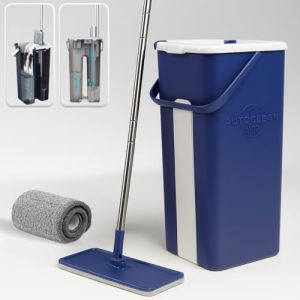 STARLYF Kit Balai Serpill&egrave;re & Seau Essoreur Autoclean Mop, Le syst&egrave;me Lave-Sol Auto nettoyant, Auto s&eacute;chant, Balai Microfibre Plat avec Manche en INOX, Seau Double Compartiment (Best Direct Official, neuf)