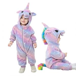LOLANTA Costume de Licorne Arc-en-ciel pour Enfant, Grenouill&egrave;re &agrave; Capuche en Peluche pour B&eacute;b&eacute;, Rose pourpre, 12-18 mois (LOLANTA, neuf)