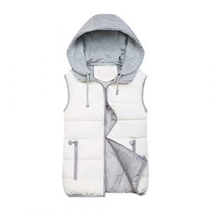 WZYYDS Doudoune Sans Manches Femme Capuche Zipp&eacute; Veste Duveteuse Gilet Sans Manche Femme Courtes Veste Matelass&eacute;e L&eacute;g&egrave;re Manteau Femme Hiver Chic Chaude Blouson (WZYYDS, neuf)