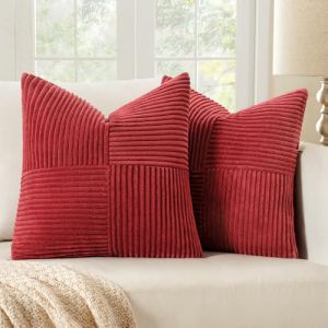 MIULEE No&euml;l Lot de 2 Housse Coussin en Velours C&ocirc;tel&eacute; 45x45cm Bordeaux Housse de Coussin Decoratif Coussin de Canap&eacute; Moderne Doux D&eacute;co Coussin de Canap&eacute; (MIULEE HOME, neuf)