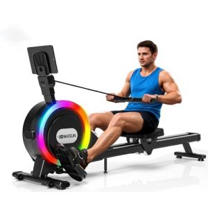 DMASUN Rameur Musculation D'appartement, 32 Niveaux de R&eacute;sistance Magn&eacute;tique Silencieuse avec 7 Couleurs D'&eacute;clairage, Rameur Pliable Compatible APP et &agrave; Double Rail, Capacit&eacute; de 160 kg (XIAOSHIJIA, neuf)