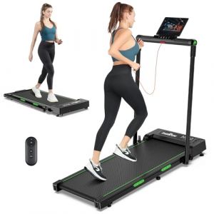 Tapis de Course Pliable THERUN 2,5 CV Tapis Roulant Extra Large avec Télécommande Tablet Holder Treadmill Compact pour la Maison et Le Bureau (Vert) (XJ Echo EU, neuf)