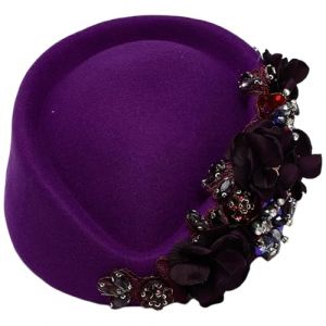 Aislor Femme Vintage Bonnet Beret &Eacute;glise Soiree Cocktail Pour Dame Retro Chapeau Fascinator Bibi Casquette Doux Aux Fleurs D&eacute;coration Violet Taille unique (Aislor EU, neuf)