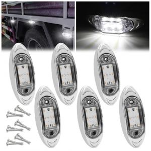 Ygmylandbb Feux de Gabarit Latéraux LED, 3.8 Inch 12V 24V Feux de Gabarit LED Arrière Indicateur Feux de Gabarit Latéraux avec Lunette Chromée pour Camion Remorque Van Bus, 6pcs (Rgu123, neuf)