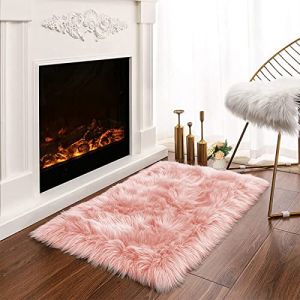 Latepis Tapis Rose 60x90 cm Moelleux Tapis en Peau de Mouton en Fausse Fourrure Petit Tapis Chambre à Coucher Chaud Tapis Doux Style Moderne (Nnew, neuf)