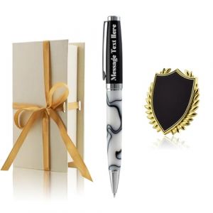 Yastar Stylo Cadeau Personnalisé - Stylo à Bille de Luxe Avec Badge - Encre Noire - Nom ou Message Gravé - Pour Amis/Collègues/Homme et Femme (YENAMAOYI, neuf)