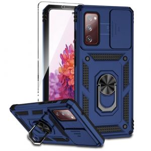 Xzmysxg Coque pour Samsung Galaxy S20 FE 5G Antichoc Lentille Coulissante avec Protection Écran, Support 360° Rotatif PC Dur et TPU Silicone Militaire Anti-Rayures Coque pour Samsung S20 FE, Bleu (Datangs, neuf)