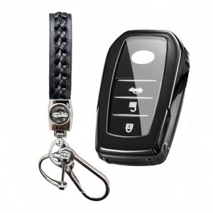 MEDZUK Coque Cl&eacute; Compatible avec Toyota CHR 2024-2025 2026 Coque de Protection pour cl&eacute; de Voiture TPU, Accessoire &Eacute;tui pour Cl&eacute;s avec Porte-cl&eacute;s (Noir) (MEDZUK-EU, neuf)