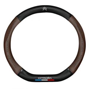 MINGFU Couvre Volant Voiture pour Citroen Berlingo II 2008-2011 2012-2015 2015-2018, Fibre De Carbone Couvre Volant Antid&eacute;rapant Confortable Housse Volant Voiture,Type-D,Brown (Datong MINGFU Store(genmaibijiu), neuf)