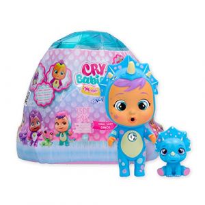 Cry Babies Magic Tears Icy World Dinos, Poup&eacute;e Surprise &agrave; Collectionner qui Pleure de Vraies Larmes et son Animal Dinosaure de Compagnie, Jouet et cadeau pour Enfants +3 Ans (OkiToys, neuf)