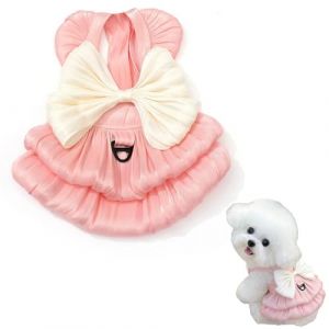 XFSRG Robe Princesse pour Chiens de Petite Taille et Chats Jupe Tutu avec N&oelig;ud et Anneau en D Robe Adorable pour Chienne Mariage et &Eacute;t&eacute; (Rose M) (ZENITH SHOP, neuf)