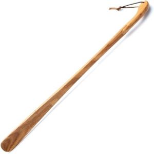 Laco - Chausse Pied Long Bois 63cm de Long Robuste avec Cordon en Vrai Cuir - 100% Bois de Chêne Huilé de Haute Qualité - Chausse Pieds Long Manche en Bois Optimale Pour Eviter de Vous Baisser (Laco, neuf)