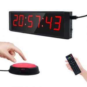Ousmile Timer Sport avec Bouton Marche/Arrêt, Minuteur et Chronomètre Digital Portable, Horloge Murale Numérique avec Télécommande, Intervall Timer, Time Timer 12/24H pour Fitness, Workout, Home Gym (YiZhi Sports, neuf)